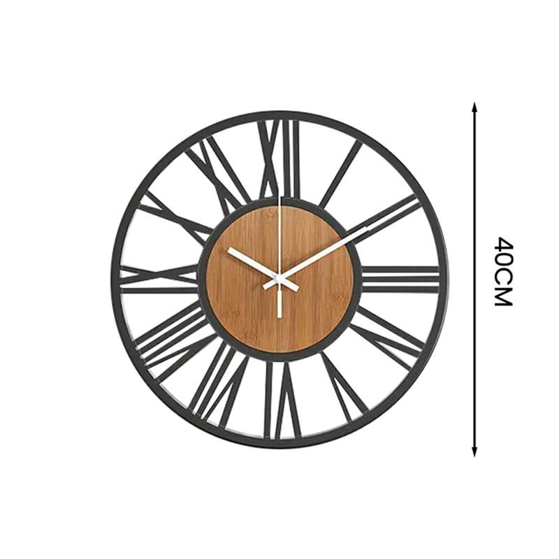 Grande horloge murale |Rustique élégance noire fer et bois dimension Le Château de la Déco