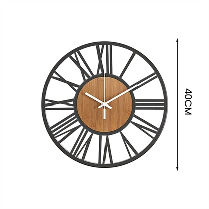 Grande horloge murale |Rustique élégance noire fer et bois dimension Le Château de la Déco