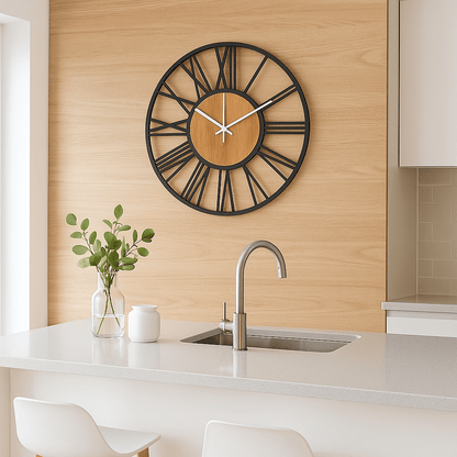 Grande Horloge Murale | Rustique Élégance - Le Château de la Déco