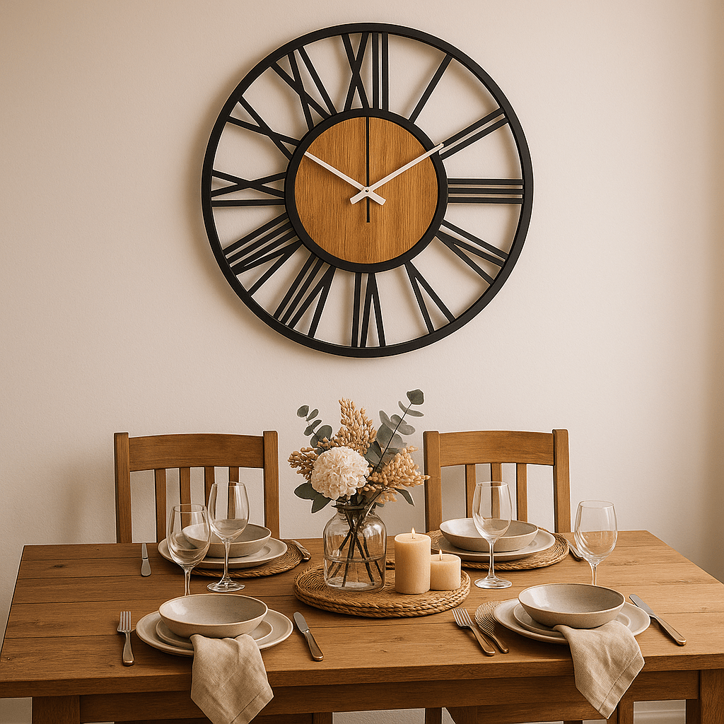 Grande Horloge Murale | Rustique Élégance - Le Château de la Déco