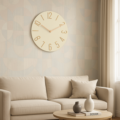 Horloge murale | Élégance Silencieuse beige salon