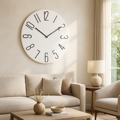 Horloge murale | Élégance Silencieuse blanc salon