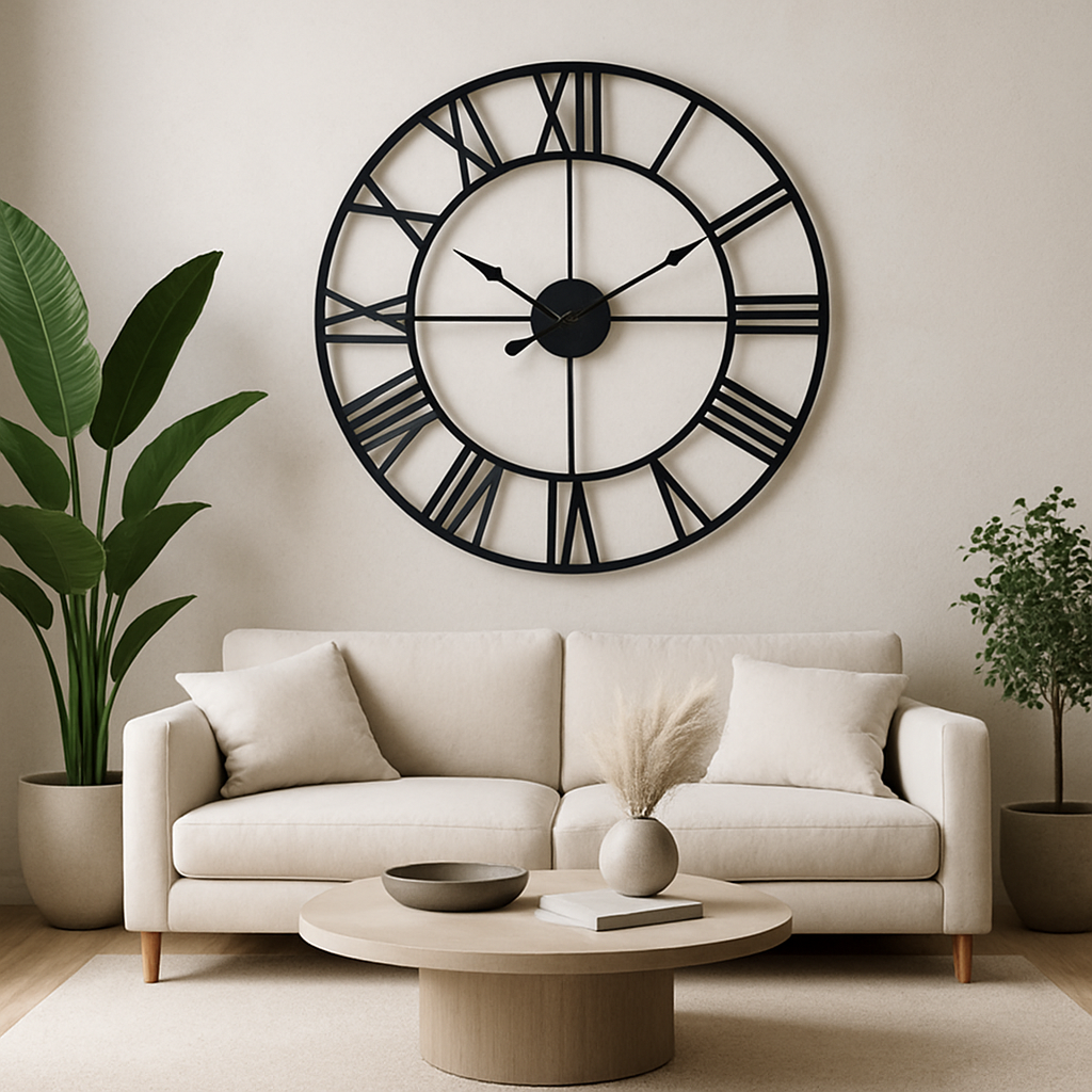 Horloge murale design| Forge d'époque noire fer divan blanc Le Château de la Déco