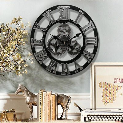 Horloge Murale - RetroWallClock™ - Argent Romain - Le Château de la Déco