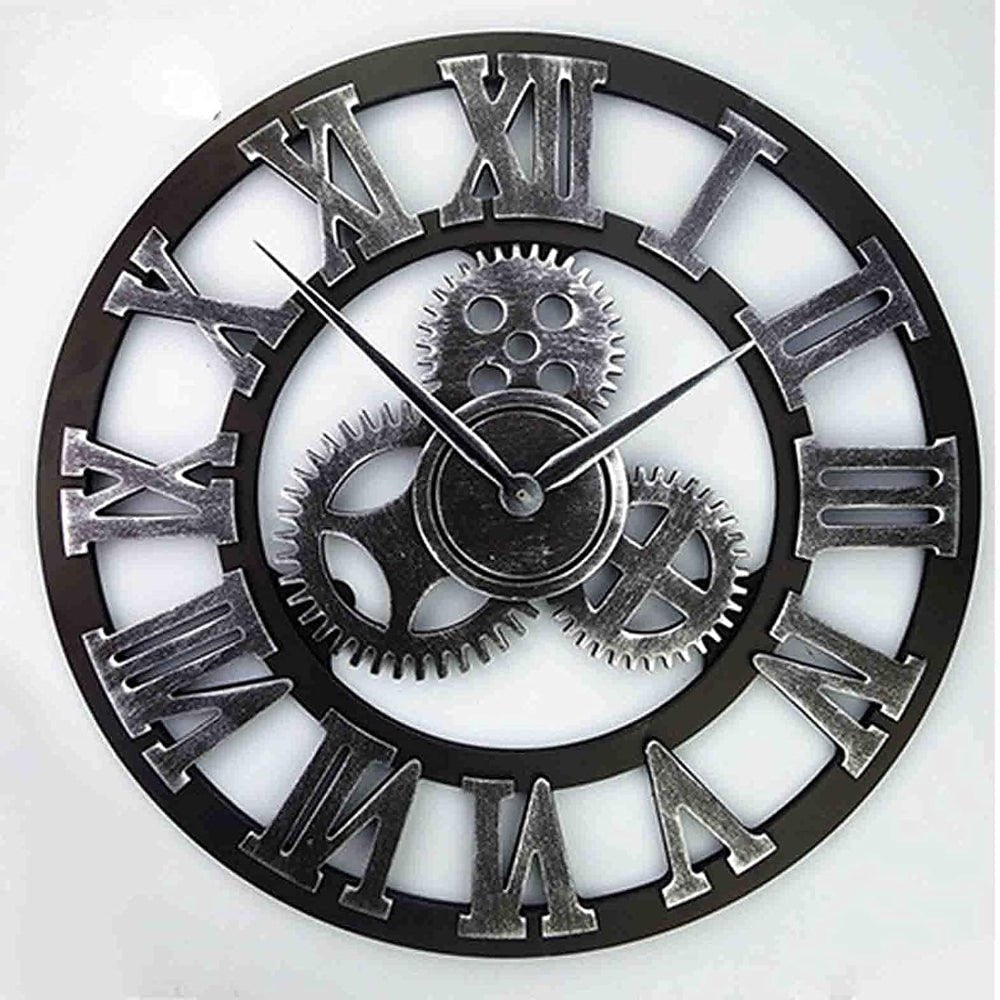 Horloge Murale - RetroWallClock™ - Argent Romain - Le Château de la Déco