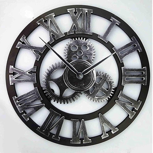 Horloge Murale - RetroWallClock™ - Argent Romain - Le Château de la Déco