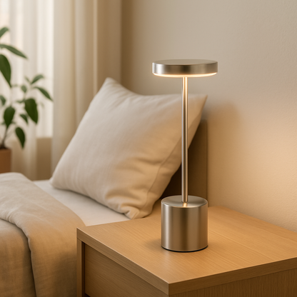 Lampe de table rechargeable | Élégance Tactile argent chambre