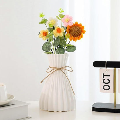 vase artisanale elegant blanc fleur jaune